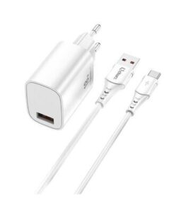 Qcharx Artemisia Cargador 3A 1 Puerto USB 18W + Cable USB a Tipo C Blanco (1m)