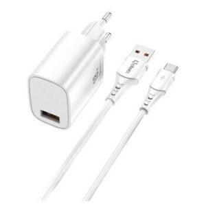 Qcharx Artemisia Cargador 3A 1 Puerto USB 18W + Cable USB a Tipo C Blanco (1m)