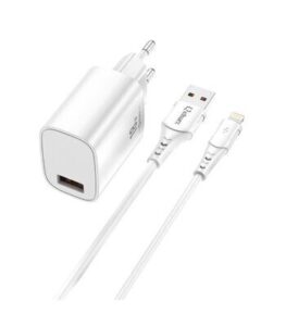 Qcharx Artemisia Cargador 3A 1 Puerto USB 18W + Cable USB Lightning Blanco (1m)